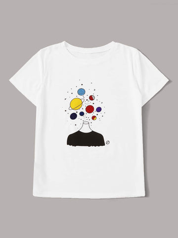 Galaxy And Graphic Print Tee