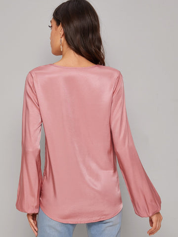 Bishop Sleeve Twist Front Top