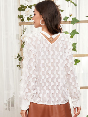 Sheer Tie Neck Chiffon Blouse