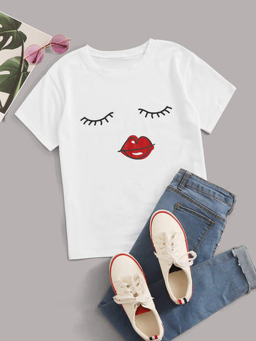 Eye And Mouth Print Tee