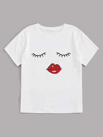 Eye And Mouth Print Tee