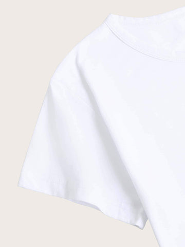 Letter Graphic Round Neck Tee