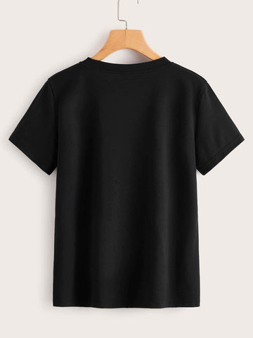 Slogan & Figure Print Tee