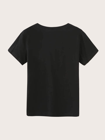 Graphic & Letter Round Neck Tee