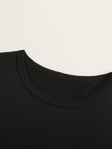 Graphic & Letter Round Neck Tee