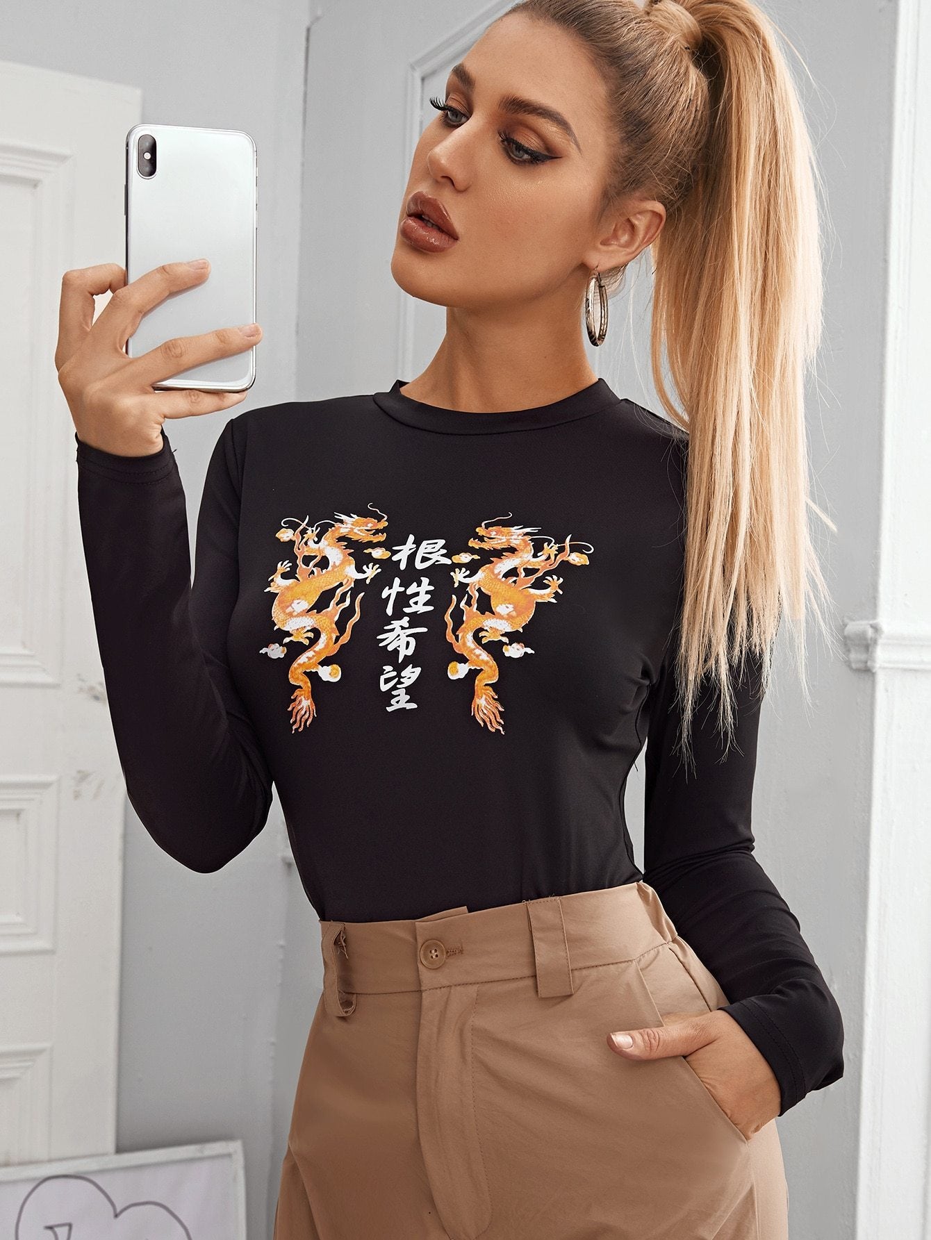 Dragon And Letter Graphic Tee