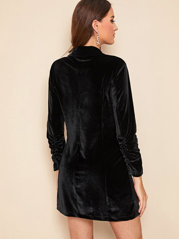 Velvet Double-breasted Blazer Dress