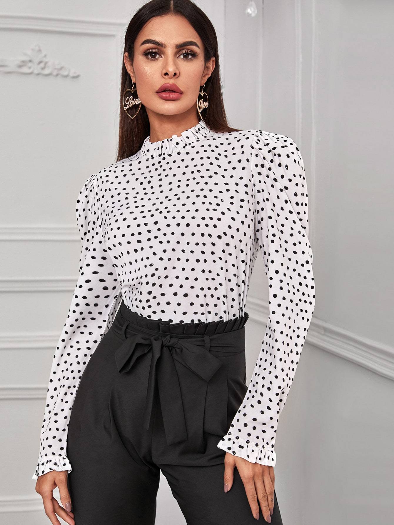 Puff Sleeve Polka Dot Blouse