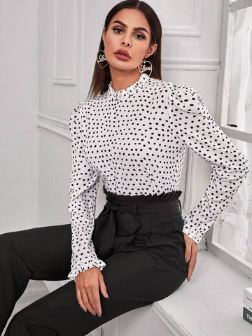 Puff Sleeve Polka Dot Blouse