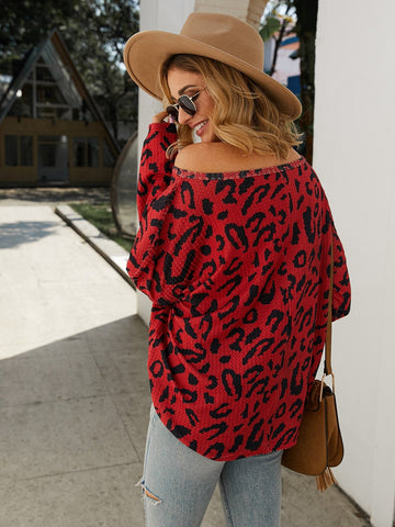 Drop Shoulder Leopard Print Tee