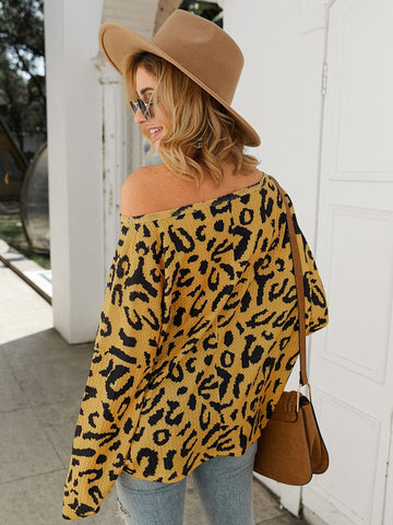 Drop Shoulder Leopard Print Tee