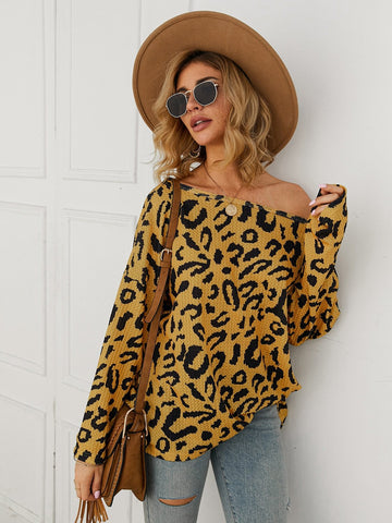 Drop Shoulder Leopard Print Tee