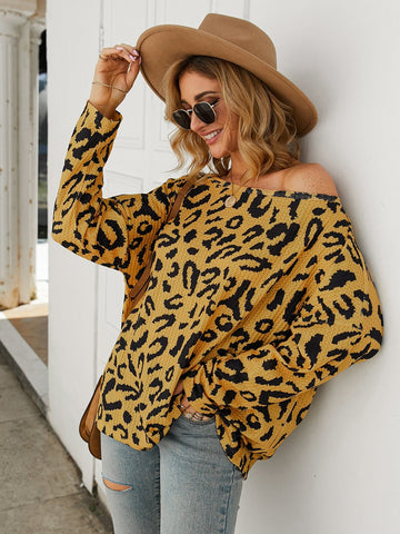 Drop Shoulder Leopard Print Tee