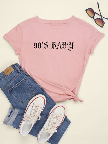 Crew Neck Letter Graphic Tee