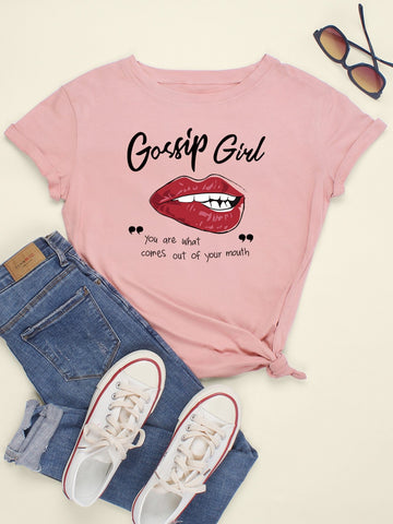 Lip And Letter Graphic Tee