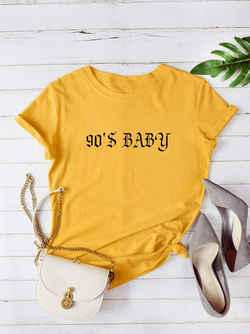 Crew Neck Letter Graphic Tee