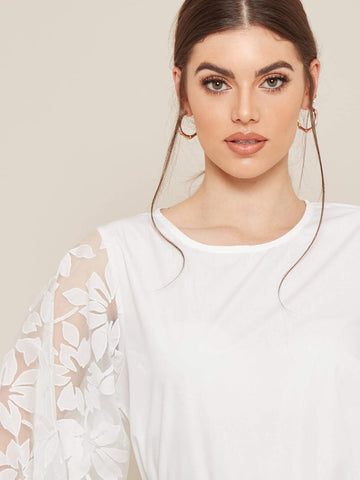 Organza Floral Sleeve Blouse