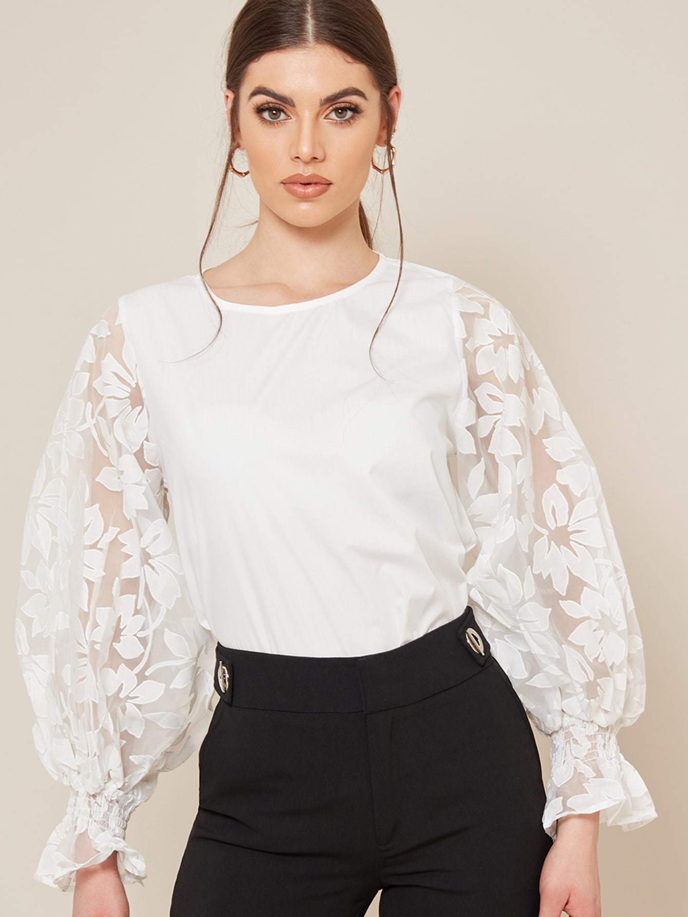 Organza Floral Sleeve Blouse
