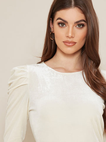 Velvet Puff Sleeve T-shirt