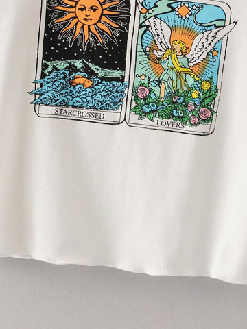 Graphic Print Round Neck Crop Tee