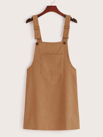 Pocket Front Corduroy Pinafore Dress