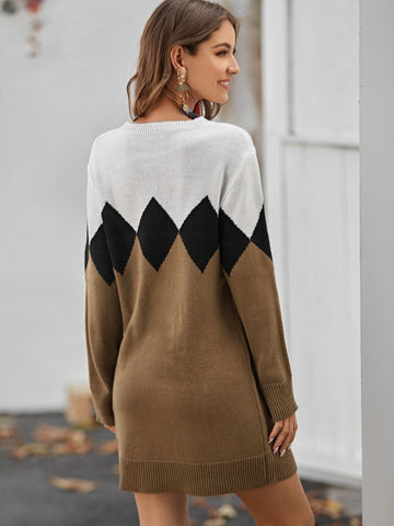 Geo Colourblock Jumper Dress