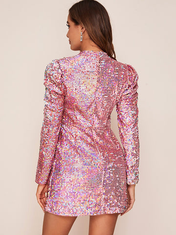 Zip Back Sequin Fitted Dress