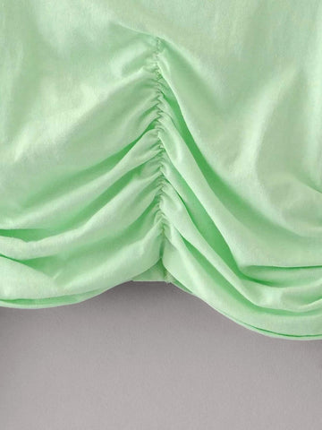 V-Neck Ruched Crop Tee