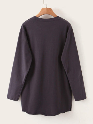Slogan Print Round Neck Tee