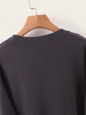 Slogan Print Round Neck Tee