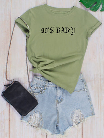 Crew Neck Letter Graphic Tee