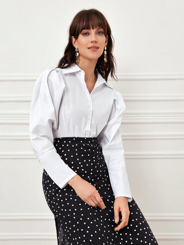 Button Front Dolman Sleeve Blouse
