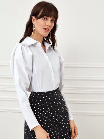 Button Front Dolman Sleeve Blouse
