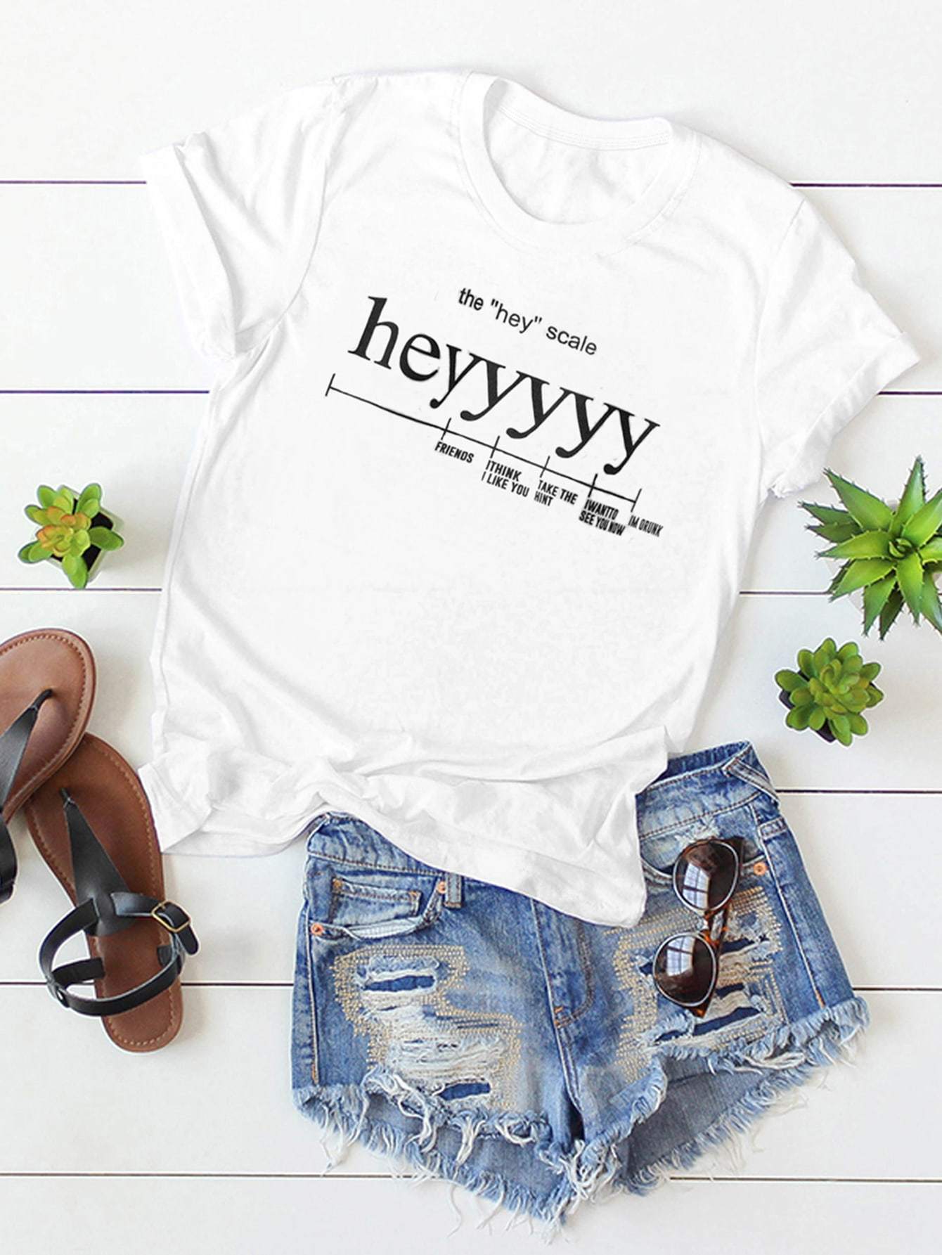 Letter Graphic Crew Neck Tee