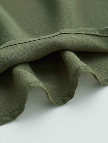 Shirred Frill Trim Belted A-line Dress