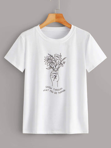 Plants And Slogan Graphic Tee