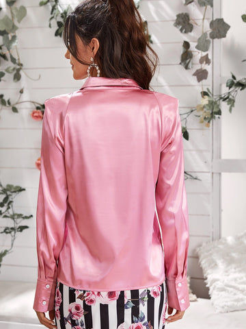 Raglan Sleeve Satin Blouse