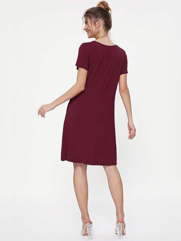 Pocket Side Solid Jersey Dress