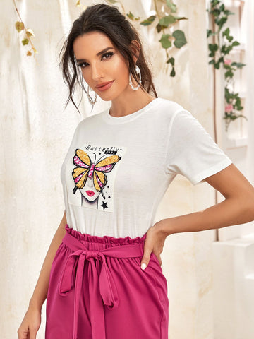 Patch Detail Short Sleeve Top